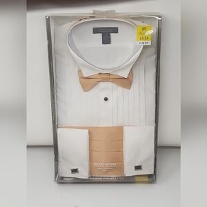 NEW Madison Black Tie Options Med White Wing Formal Shirt, Bow tie, Cummerbund